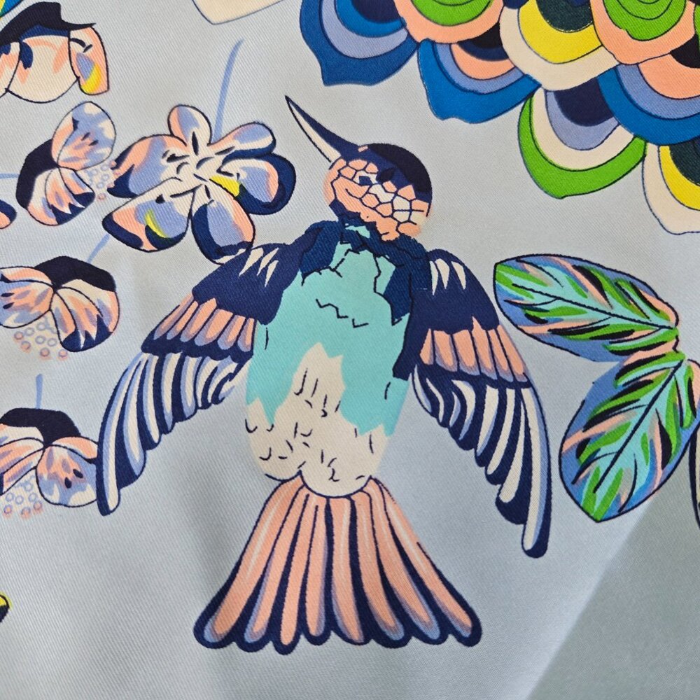 NEW Echo Square Silk Scarf Blue Birds - Picture 8 of 10